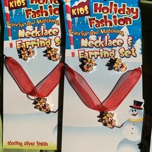 Holiday Kid’s Sterling Silver Finish Necklace & Earring Set